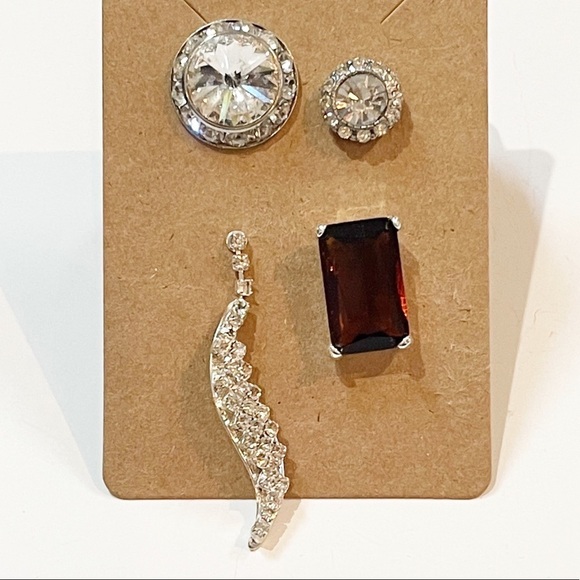 Vintage Mismatched Rhinestones & Crystals Earrings - Picture 1 of 9